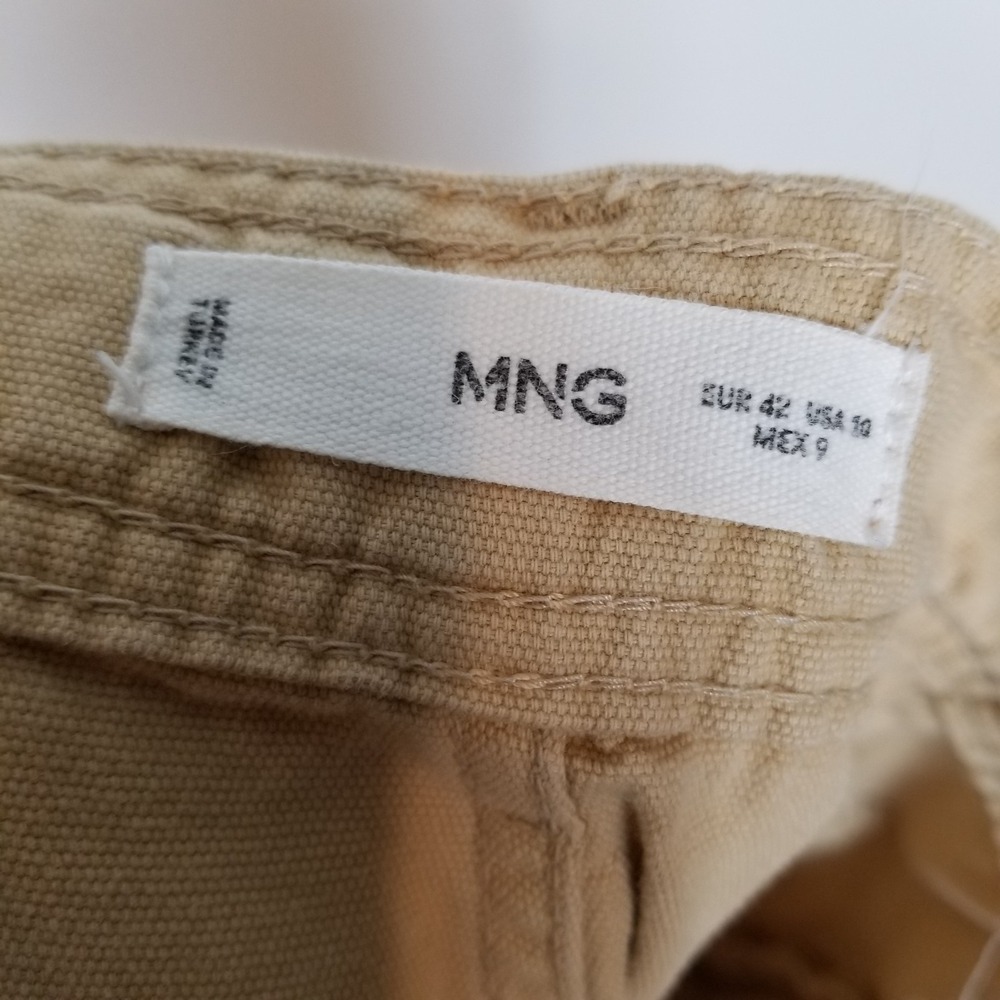 Mango Women Wide Leg Cargo Pants Sz Us 10 Khaki‎ Y2K Full Length Baggy City - Picture 7 of 8